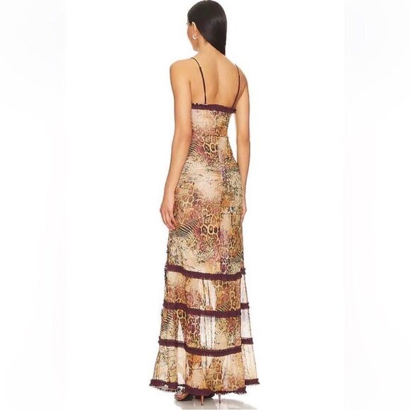 Jaded London Fatale Maxi Dress Open Neck Cut Out Sheer Floral Leopard Size 6 - Picture 3 of 9